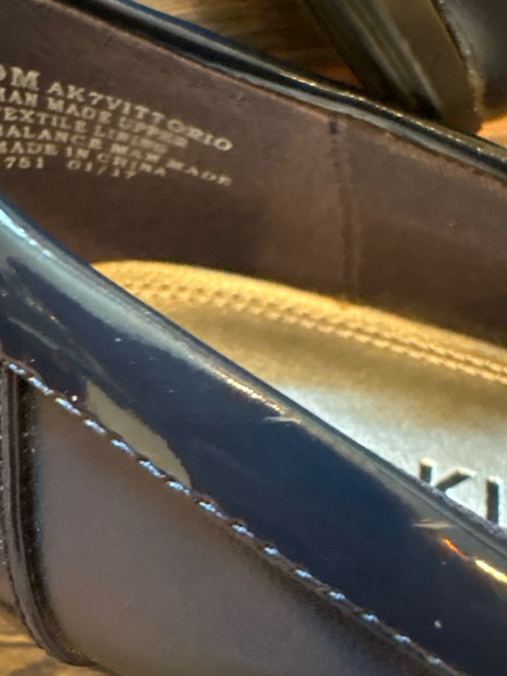 Anne Klein Navy Textured Patent-Trim Loafers - Picture 7 of 7
